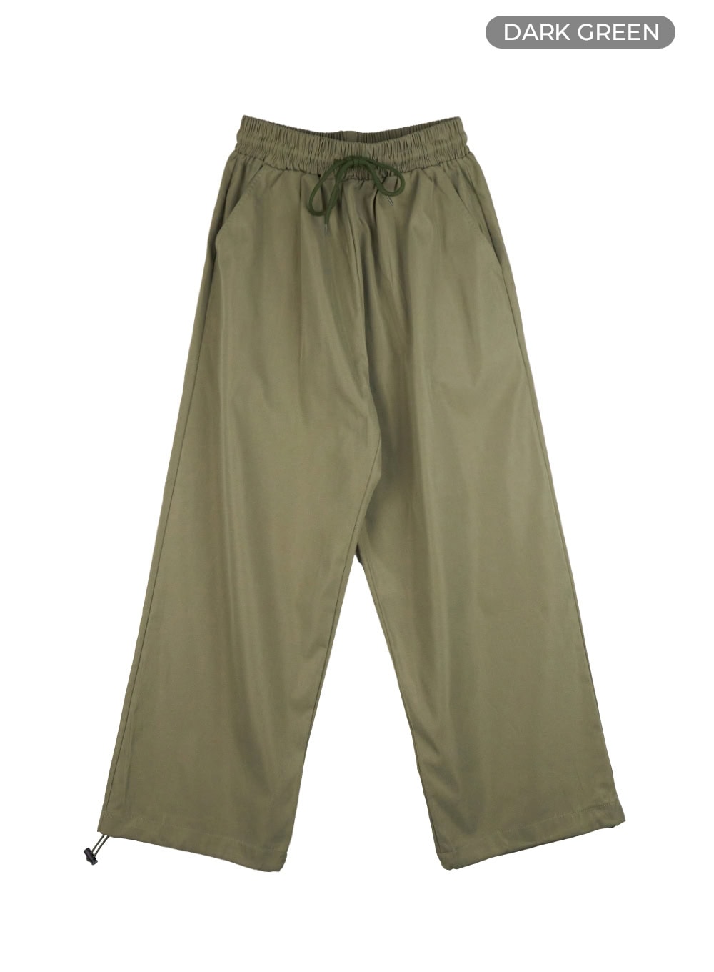 banded-string-straight-leg-pants-og429 / Dark green