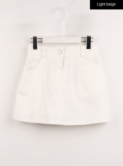 basic-mini-skirt-cj415 / Light beige