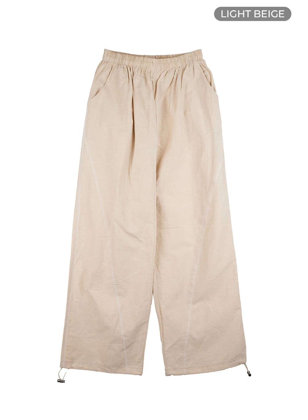 stitched-wide-leg-slit-pants-co402 / Light beige