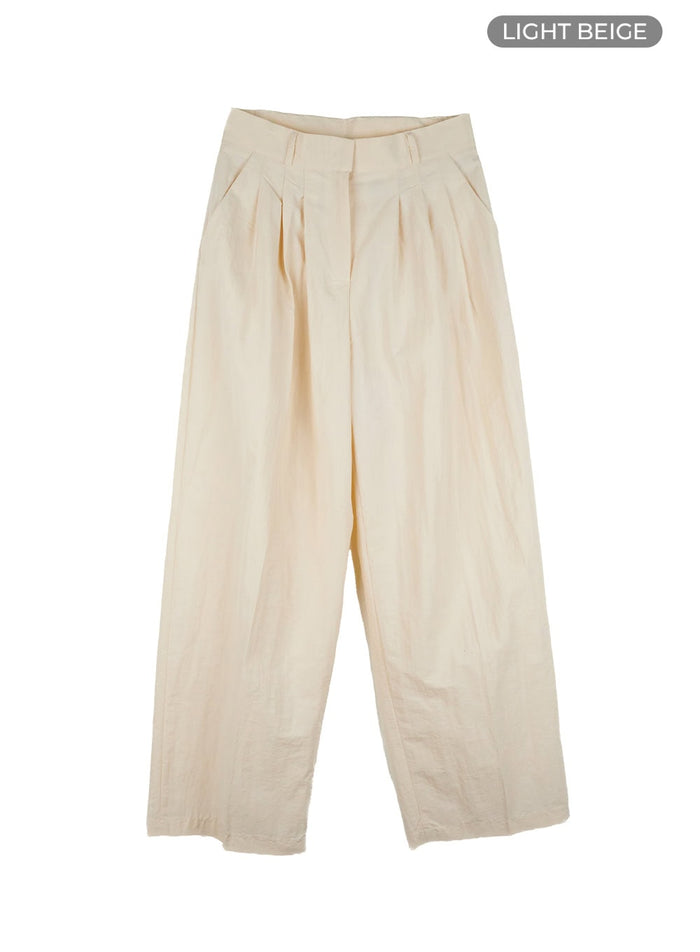 summer-pintuck-wide-leg-pants-oy424 / Light beige