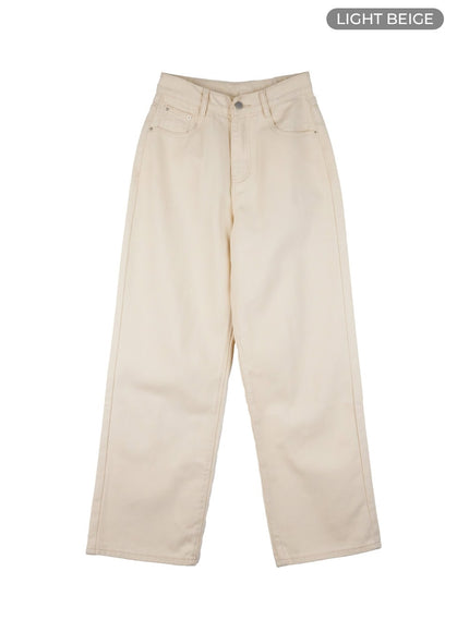 solid-cotton-wide-leg-pants-os423 / Light beige