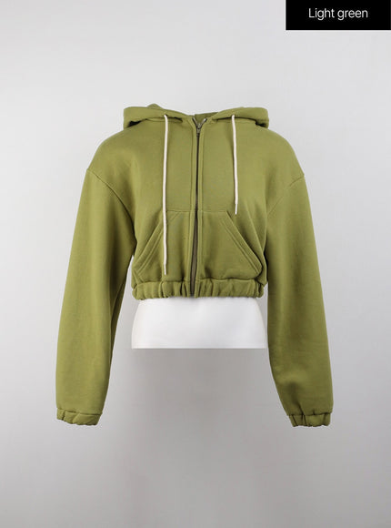 zip-up-crop-hoodie-jacket-cj409 / Light green