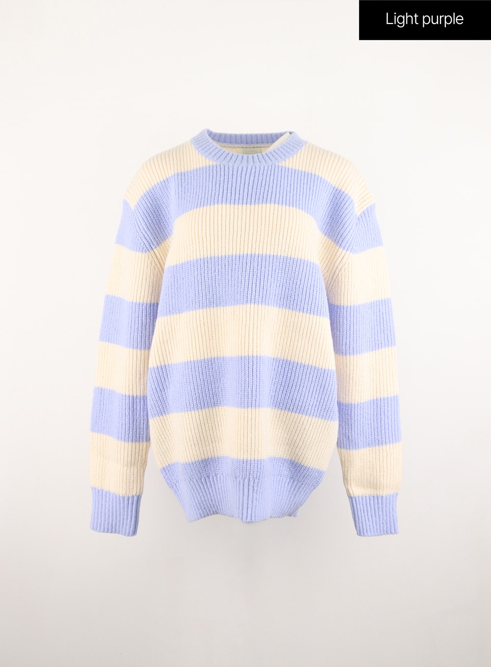 crew-neck-stripe-knit-sweater-od307 / Light purple
