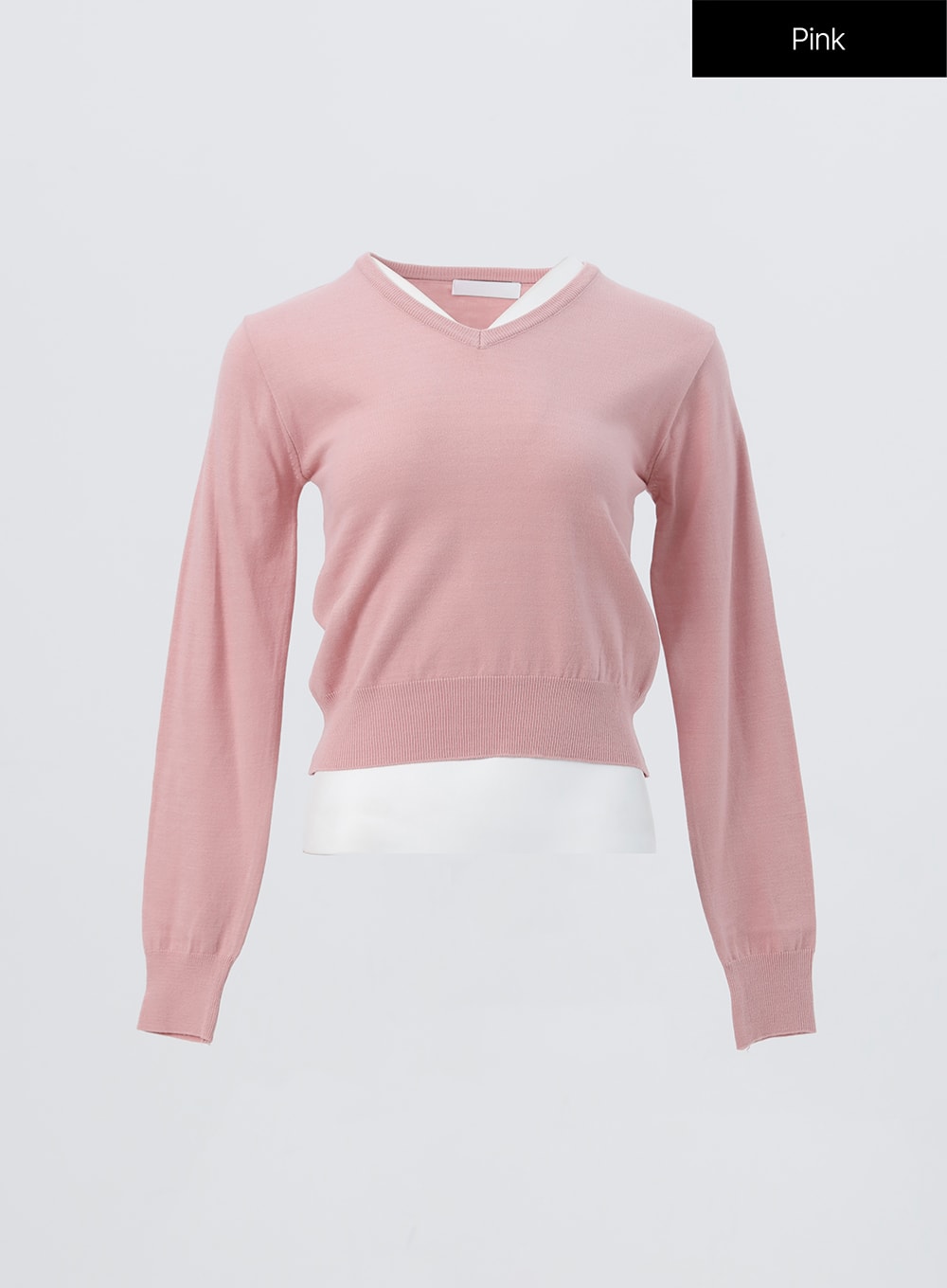v-neck-knit-sweater-oo304 / Pink