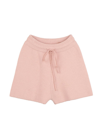 cozy-drawstring-knit-shorts-on422 / Pink