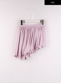 asymmetrical-frill-mini-skirt-cf405 / Pink