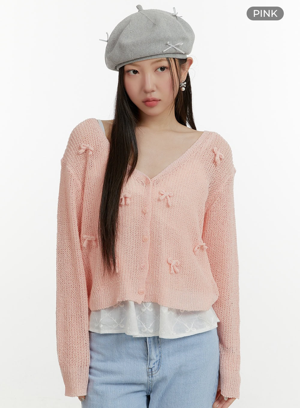 sheer-bowknot-cardigan-oy413 / Pink
