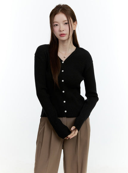 Basic Ribbed V-Neck Cardigan CF503