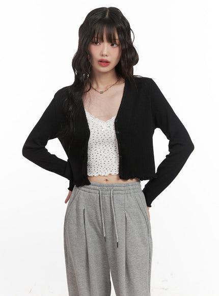 V-Neck Buttoned Crop Cardigan CJ528