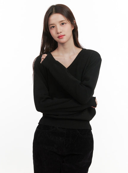 essential-v-neck-sweater-cj515 / Black