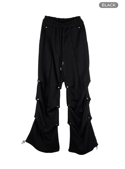 cotton-pintuck-banded-sweatpants-cs405 / Black