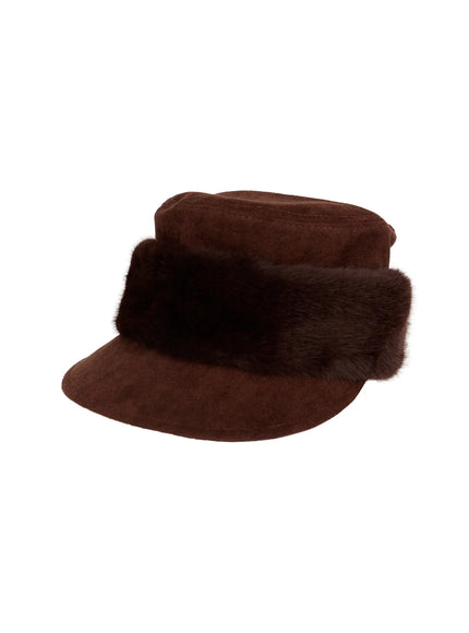 elegant-faux-fur-trimmed-hat-cd517 / Dark brown
