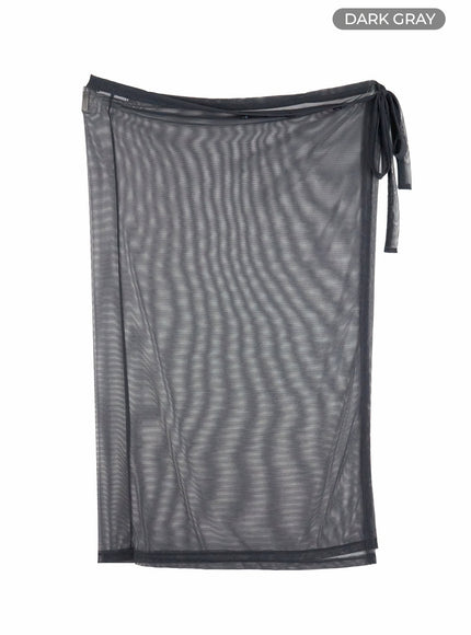 mesh-maxi-wrap-skirt-cu428 / Dark gray