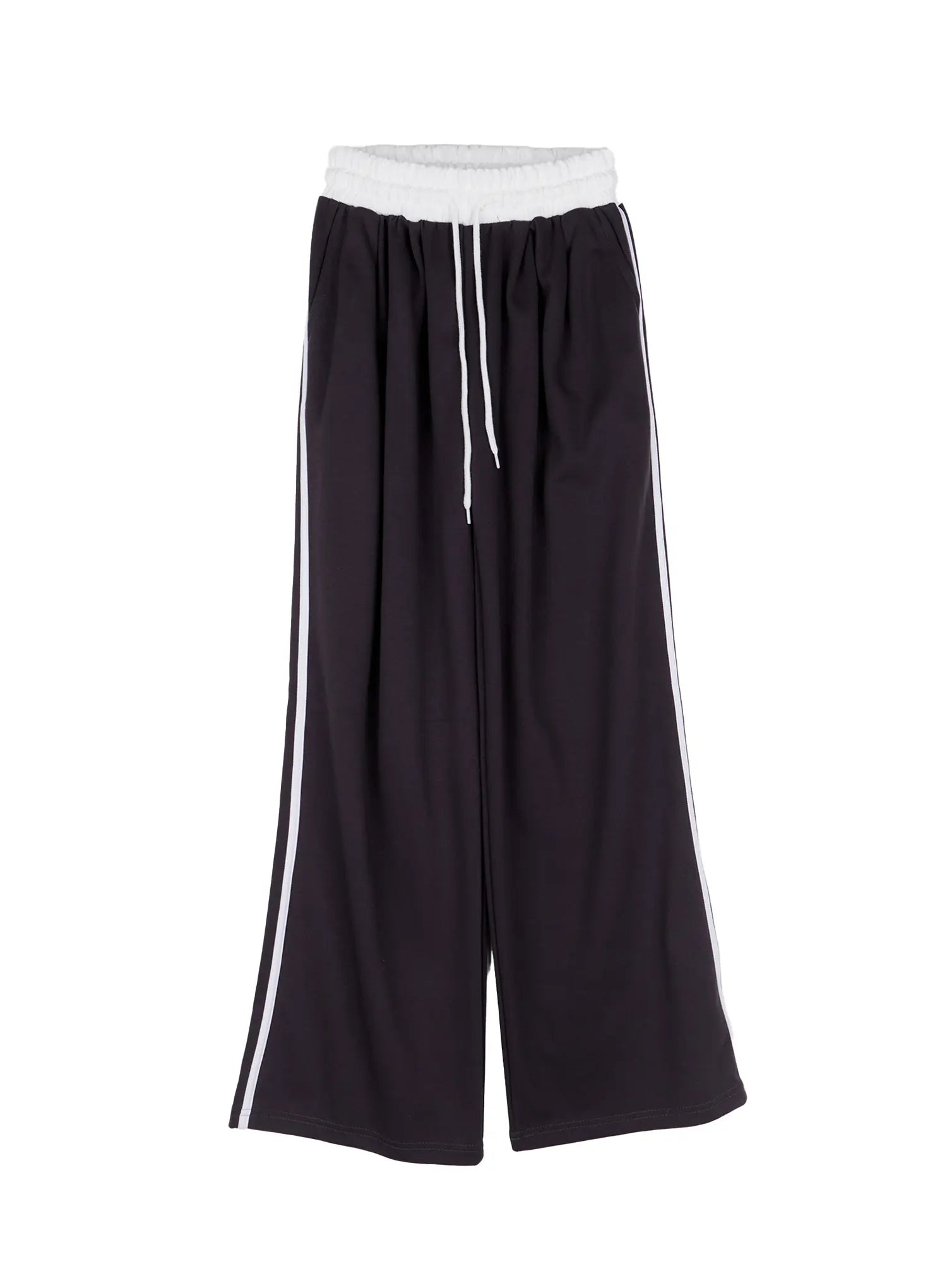striped-contrast-wide-leg-sweatpants-cs524 / Dark gray