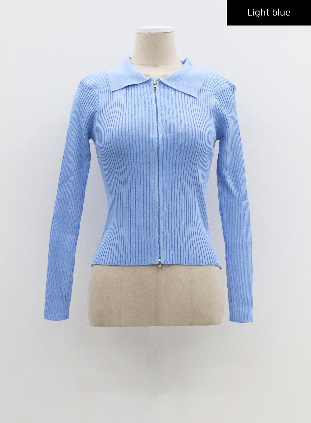 Ribbed Knit Zip-Up CF324