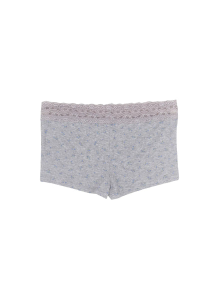 floral-lace-trim-micro-shorts-ca520 / Gray