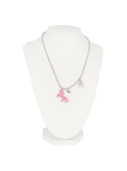 horse-charm-necklace-f502 / Pink