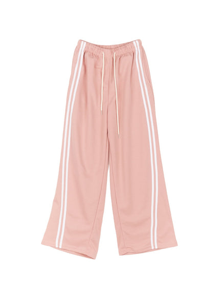 adjustable-striped-sweatpants-cf518 / Pink