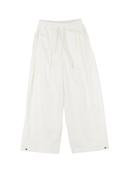 cotton-buttoned-wide-leg-pants-cy527 / White