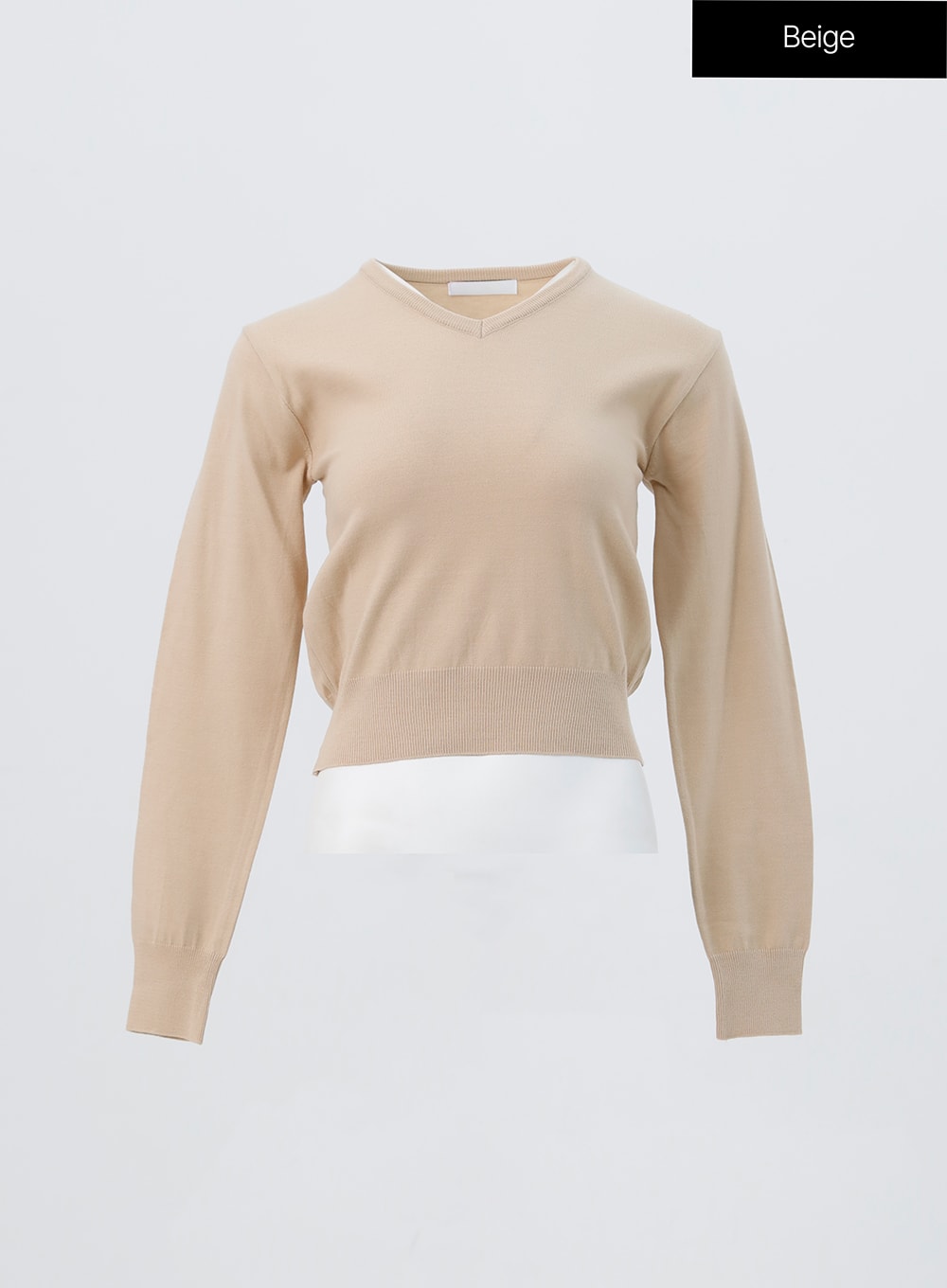 v-neck-knit-sweater-oo304 / Beige
