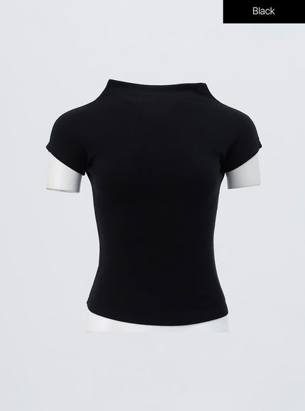 cap-sleeve-mock-neck-top-oo305 / Black