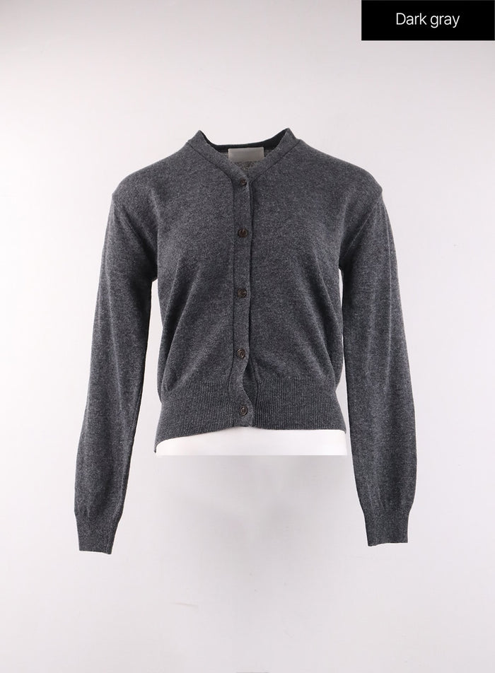 buttoned-v-neck-cardigan-of406 / Dark gray