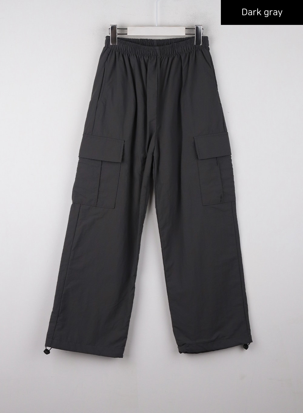 terry-middle-waist-solid-pocket-cargo-pants-cd329 / Dark gray