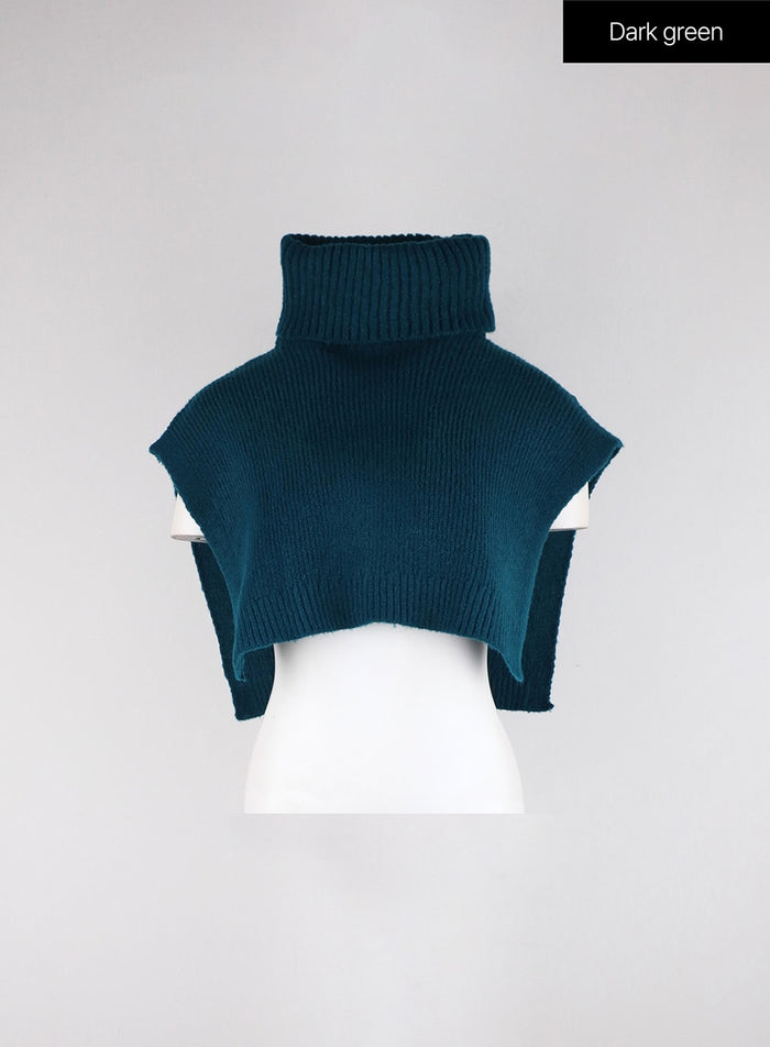 solid-turtleneck-crop-knit-vest-od326 / Dark green