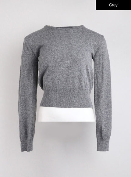 round-neck-knit-top-oj422 / Gray