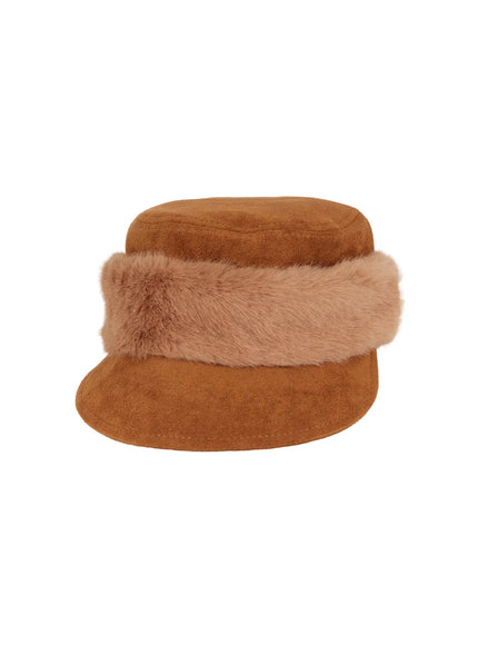 elegant-faux-fur-trimmed-hat-cd517 / Brown