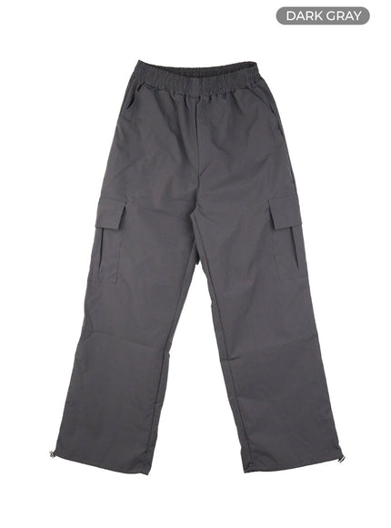 solid-string-waist-cargo-pants-cl412 / Dark gray