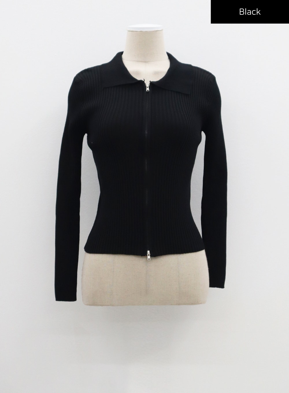 Ribbed Knit Zip-Up CF324