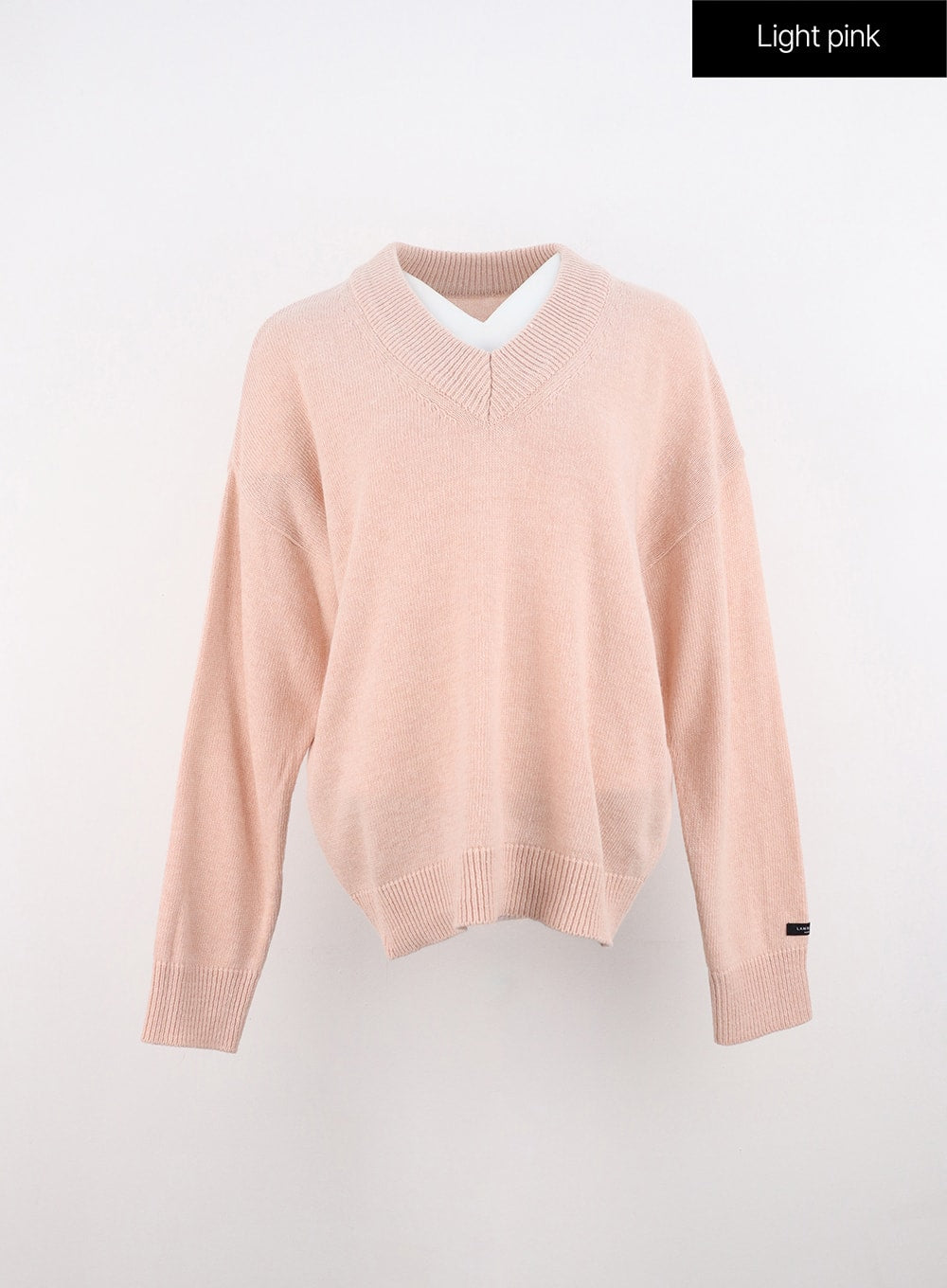v-neck-slouchy-pullover-oo325 / Light pink