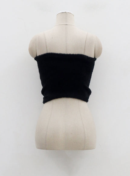 Teddy Cardigan Tube Top And Mini Skirt Set CJ325