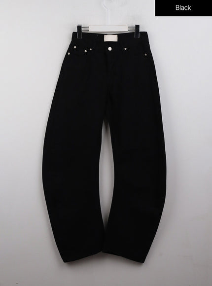 denim-high-waist-pocket-wide-leg-jeans-cj411 / Black