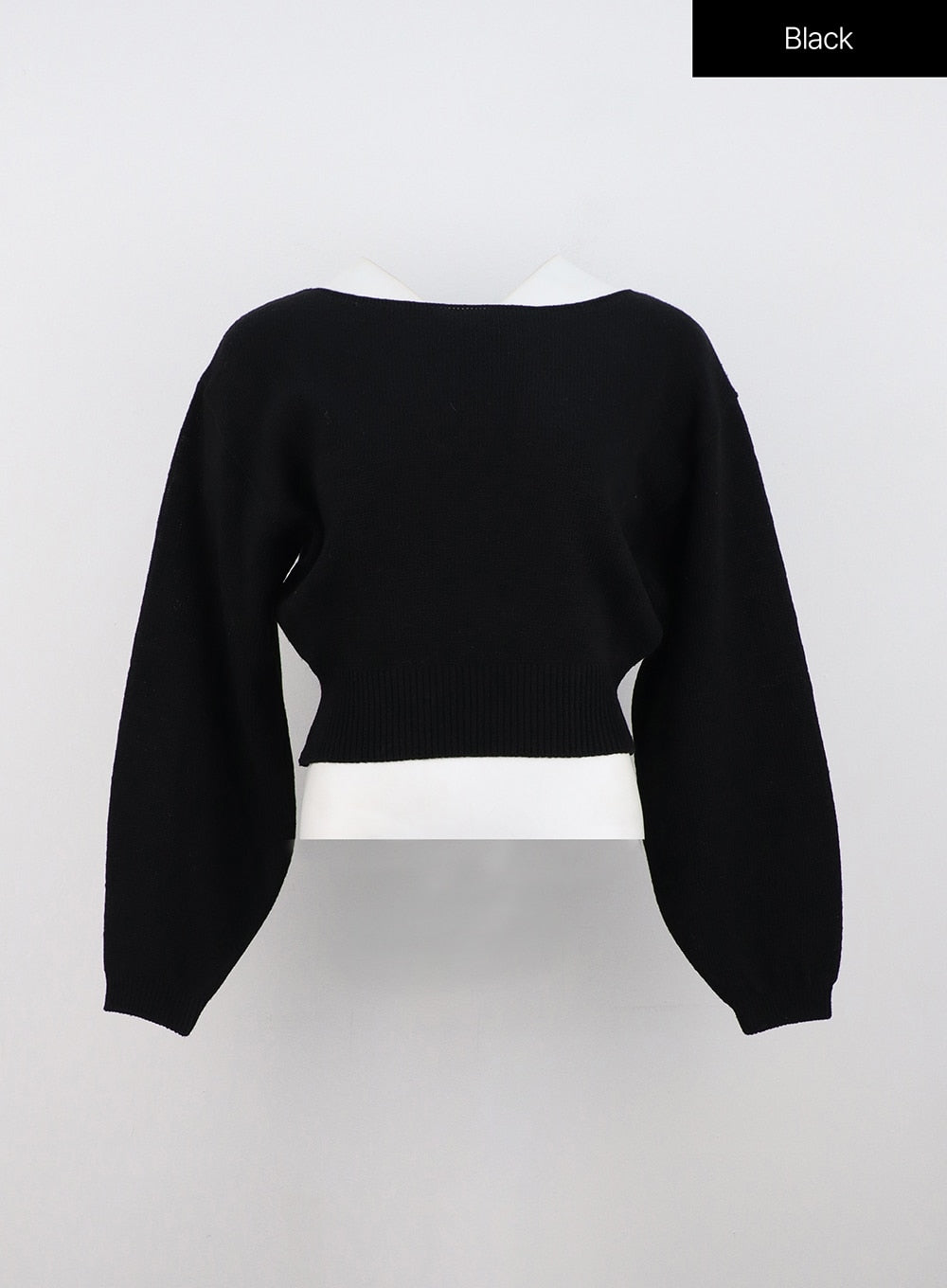 boat-neck-knit-sweater-on320 / Black