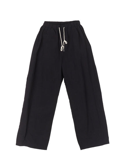 pintuck-wide-fit-windbreaker-pants-cy523 / Black