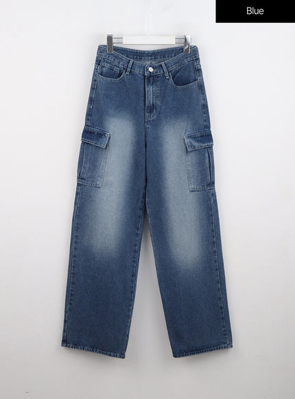 washed-cargo-jeans-in322 / Blue