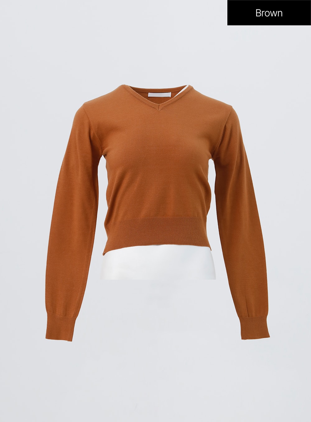 v-neck-knit-sweater-oo304 / Brown