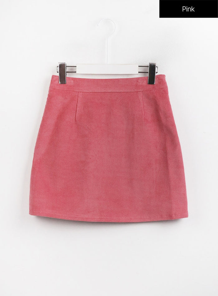 corduroy-zipper-mini-skirt-oj423 / Pink
