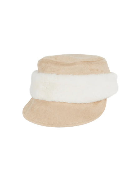 elegant-faux-fur-trimmed-hat-cd517 / Light beige