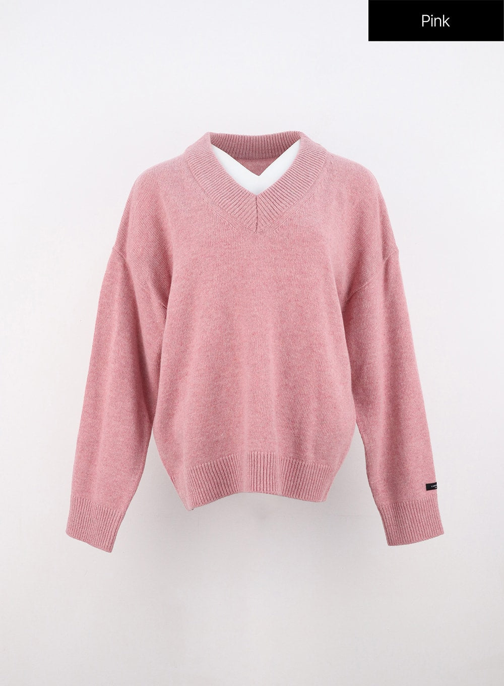 v-neck-slouchy-pullover-oo325 / Pink