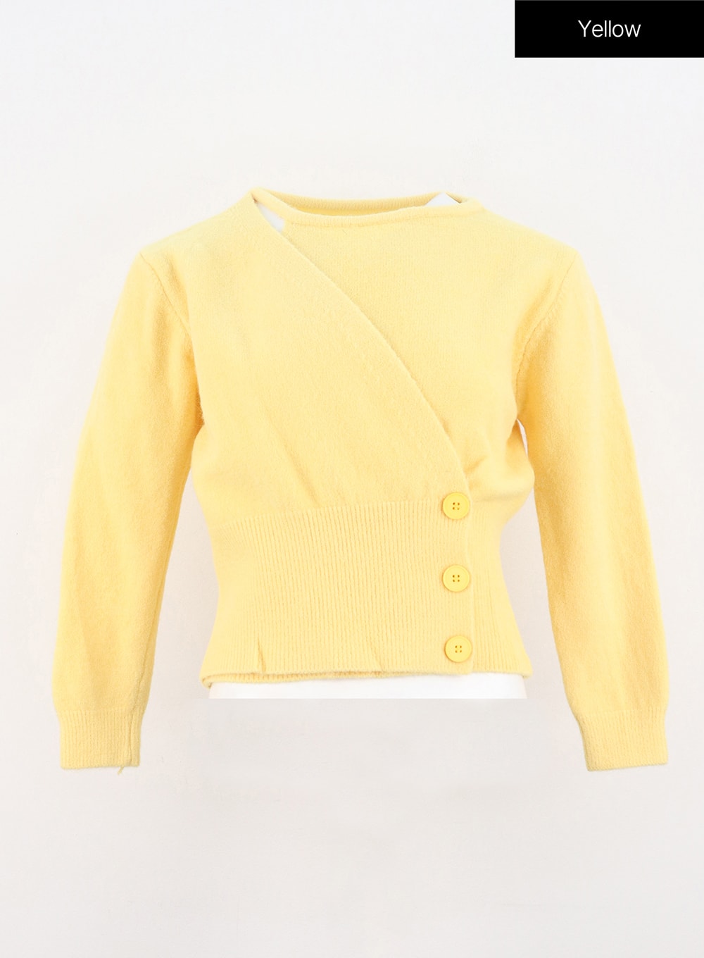 unbalanced-buttoned-sweater-oo327 / Yellow