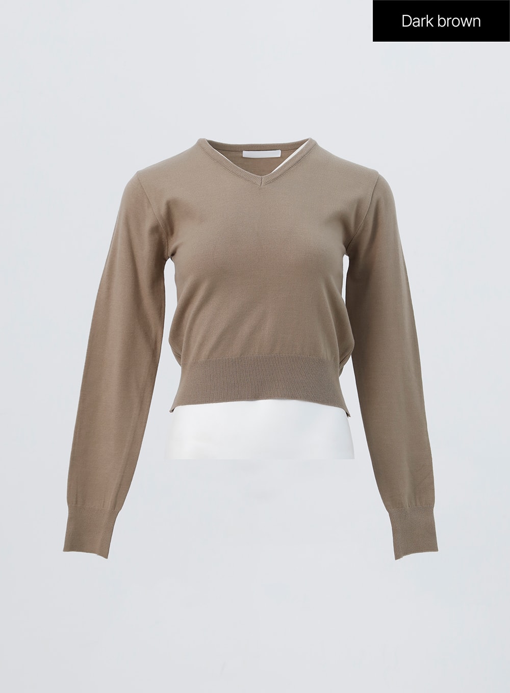 v-neck-knit-sweater-oo304 / Dark brown