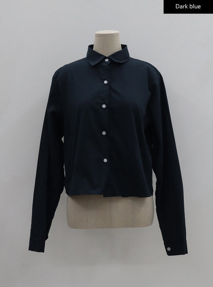 Basic Tone Down Color Crop Shirt BG23