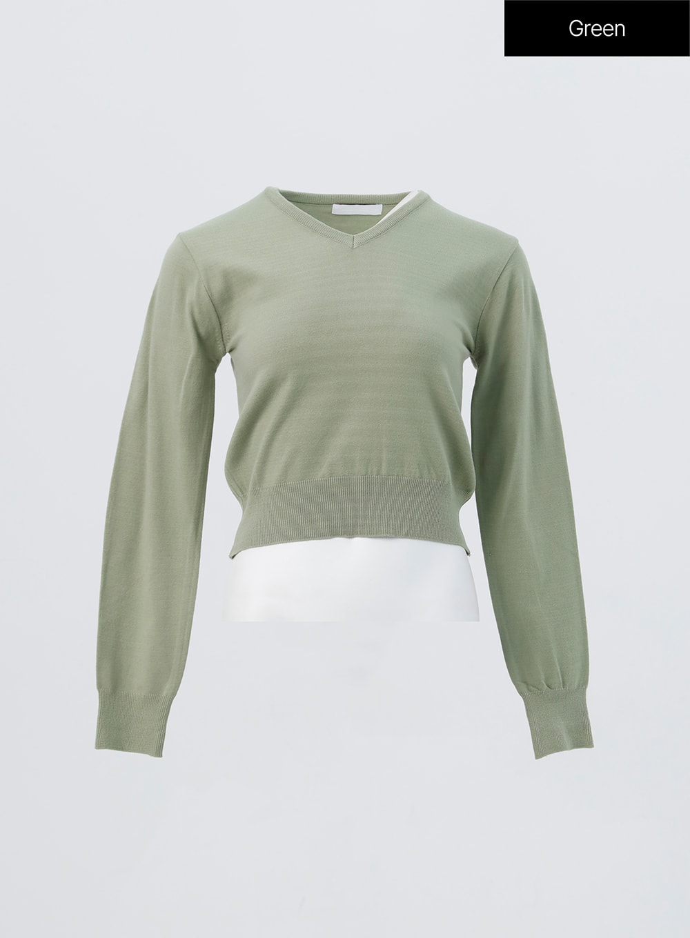 v-neck-knit-sweater-oo304 / Green