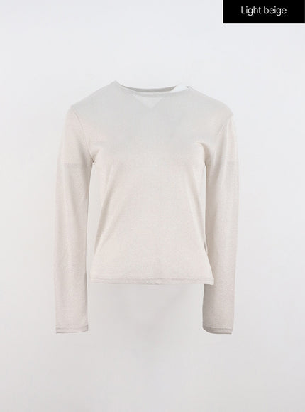 sheer-long-sleeve-top-in322 / Light beige