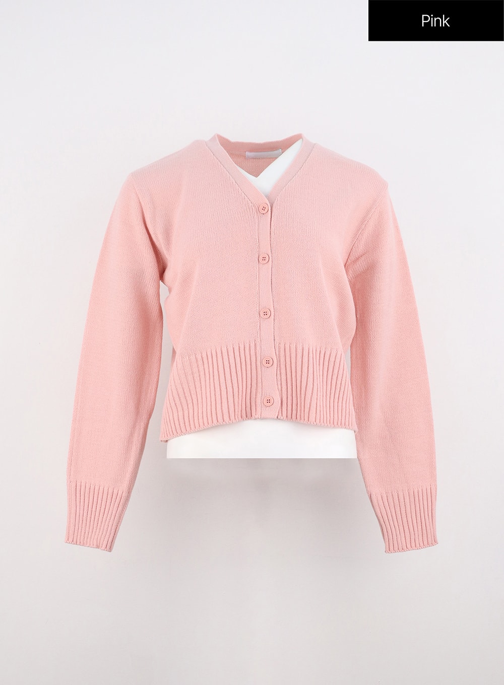 v-neck-buttoned-cardigan-io317 / Pink