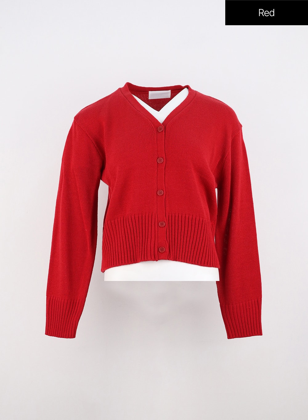 v-neck-buttoned-cardigan-io317 / Red