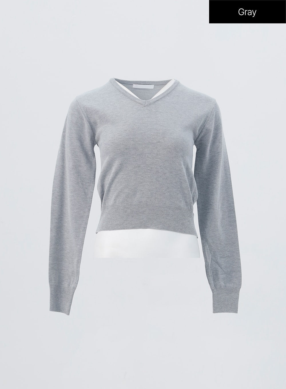 v-neck-knit-sweater-oo304 / Gray